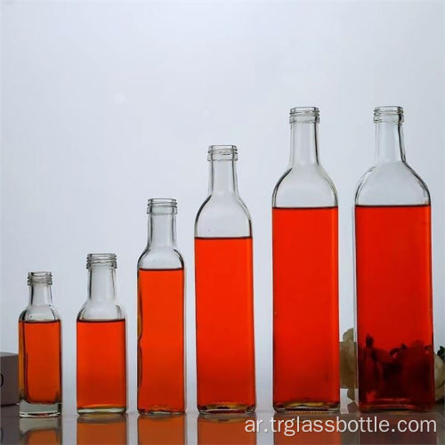 زجاجة زجاجية زيت الزيتون مربعة شديدة الشفافة